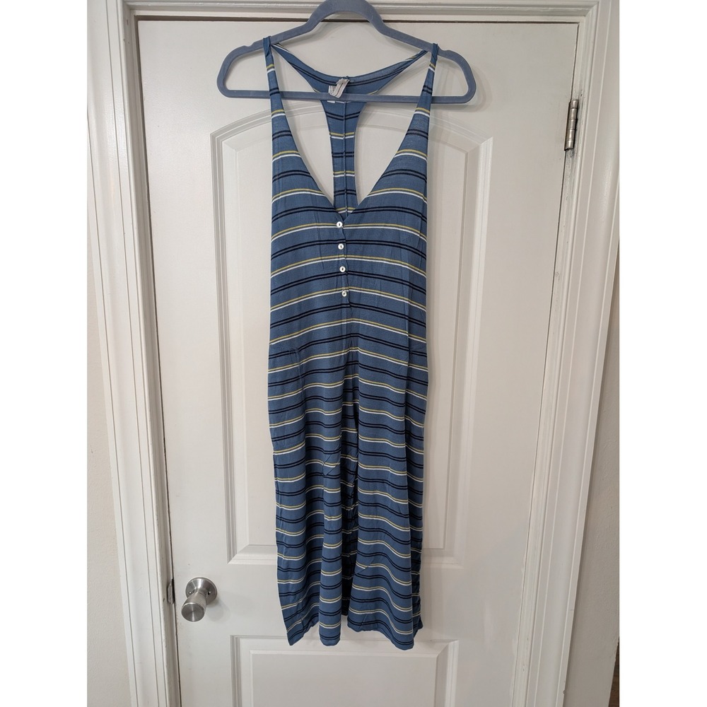 Free People Intimately Blue Striped Wide Leg Racerback Jumpsuit Small loungewear